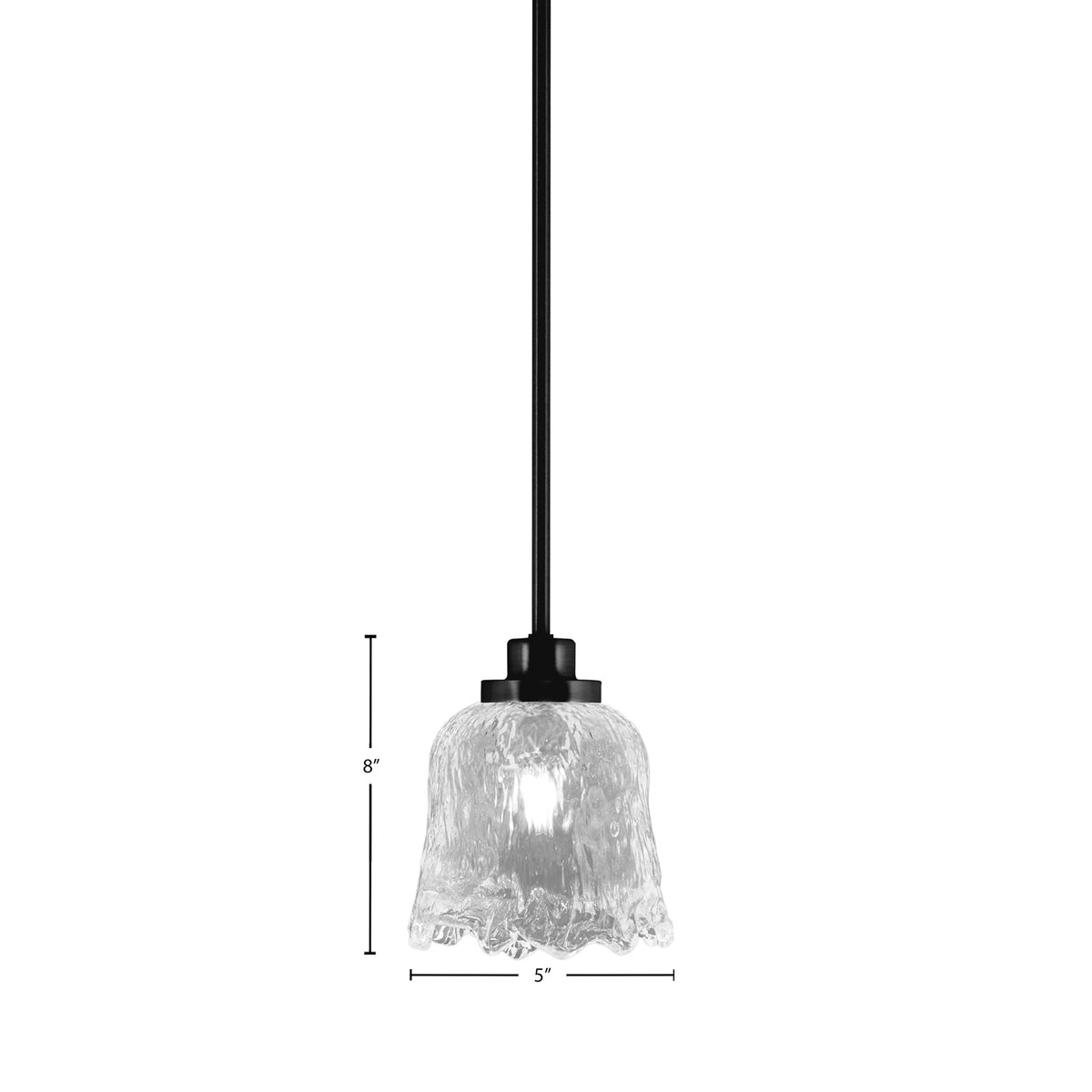 Toltec Odyssey 7in 1-Light Mini Pendant | Modern Matte Black and Clear Lava Glass | Kitchen Island & Dining Room | 7 x 8 in | Model 2601-MB-4230