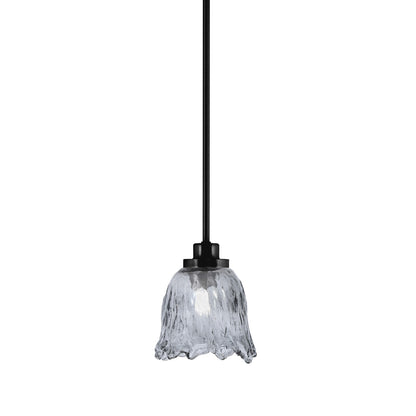 Toltec Odyssey 7in 1-Light Mini Pendant | Contemporary Matte Black and Smoke Lava Glass | Kitchen Island & Dining Room | 7 x 8 in | Model 2601-MB-4232