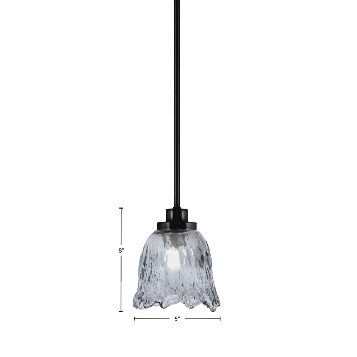 Toltec Odyssey 7in 1-Light Mini Pendant | Contemporary Matte Black and Smoke Lava Glass | Kitchen Island & Dining Room | 7 x 8 in | Model 2601-MB-4232