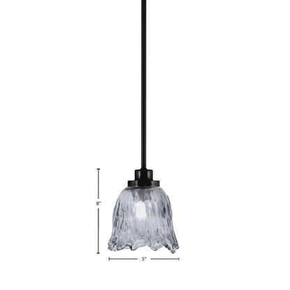 Toltec Odyssey 7in 1-Light Mini Pendant | Contemporary Matte Black and Smoke Lava Glass | Kitchen Island & Dining Room | 7 x 8 in | Model 2601-MB-4232