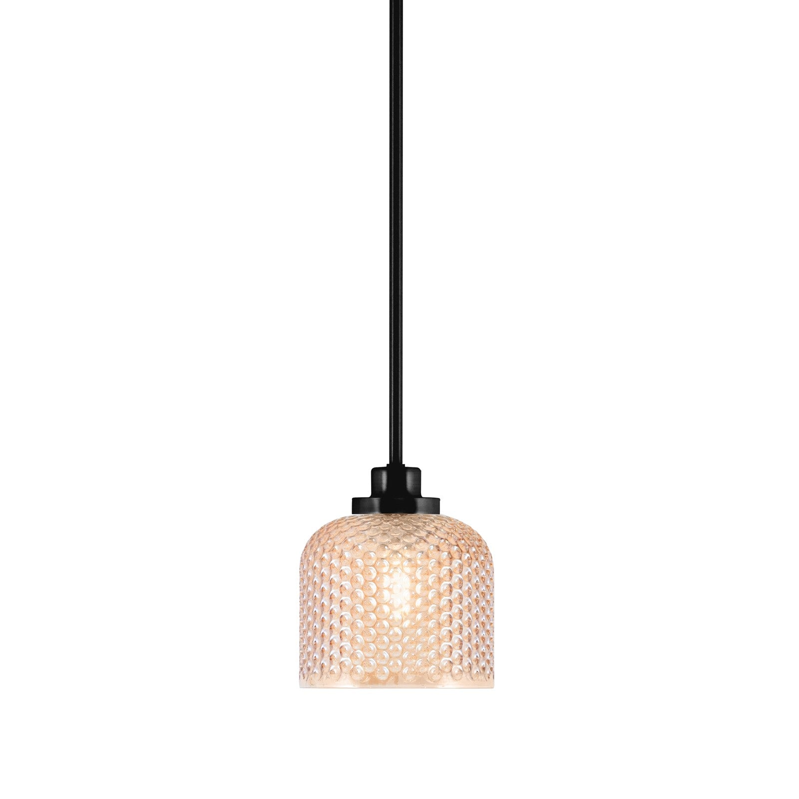 Toltec Odyssey 6in 1-Light Mini Pendant | Modern Matte Black Steel and Amber Textured Glass | Kitchen Island & Bar Accent | 6 x 6.75 in | Model 2601-MB-4613