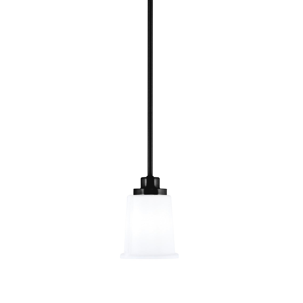 Toltec Odyssey 5in 1-Light Mini Pendant | Modern Matte Black and White Opal Glass | Kitchen Island & Dining Room | 5 x 7 in | Model 2601-MB-5031