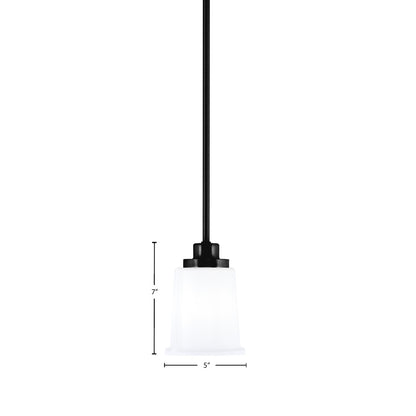 Toltec Odyssey 5in 1-Light Mini Pendant | Modern Matte Black and White Opal Glass | Kitchen Island & Dining Room | 5 x 7 in | Model 2601-MB-5031