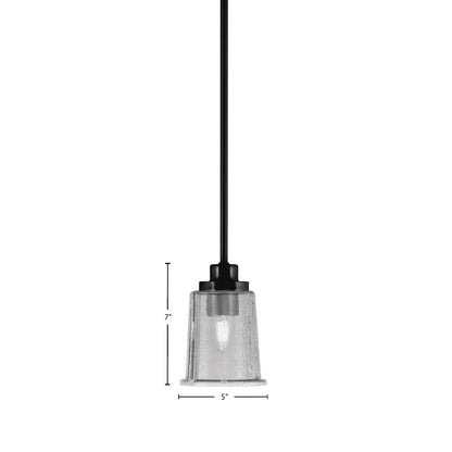 Toltec Odyssey 5in 1-Light Mini Pendant | Modern Matte Black and Smoke Bubble Glass | Kitchen Island & Dining Room | 5 x 7 in | Model 2601-MB-5032