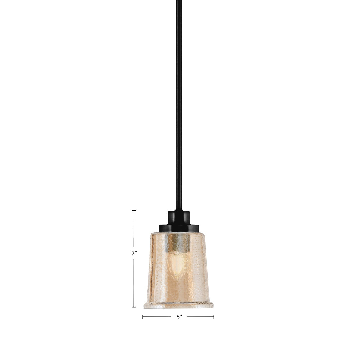 Toltec Odyssey 5in 1-Light Mini Pendant | Modern Matte Black and Amber Bubble Glass | Kitchen Island & Dining Room | 5 x 7 in | Model 2601-MB-5033