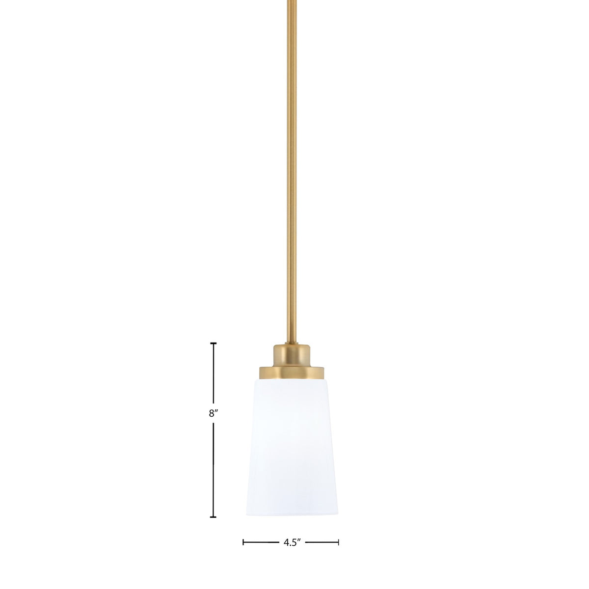 Toltec Odyssey 4.5in 1-Light Mini Pendant | Modern New Age Brass and White Opal Glass | Kitchen Island & Dining Room | 4.5 x 8 in | Model 2601-NAB-261