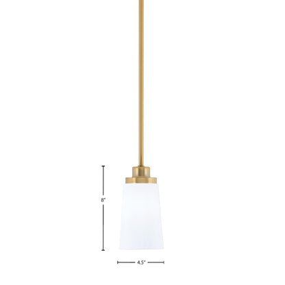 Toltec Odyssey 4.5in 1-Light Mini Pendant | Modern New Age Brass and White Opal Glass | Kitchen Island & Dining Room | 4.5 x 8 in | Model 2601-NAB-261