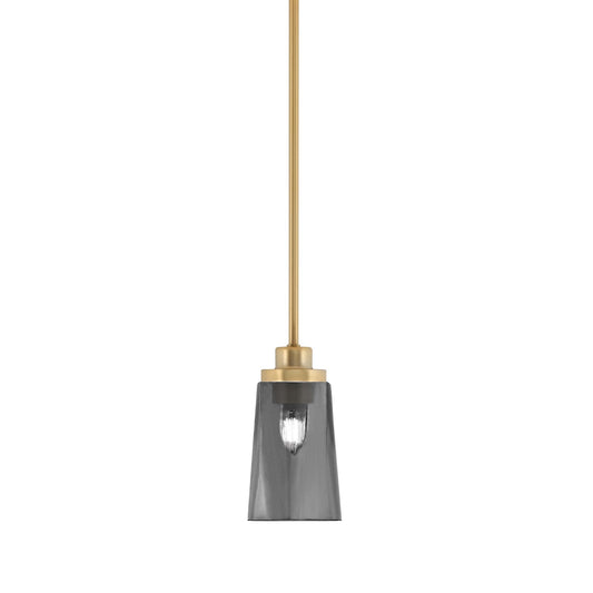 Toltec Odyssey 4.5in 1-Light Mini Pendant | Modern New Age Brass and Smoke Bubble Glass | Kitchen Island & Dining Room | Model 2601-NAB-262