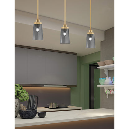Toltec Odyssey 4.5in 1-Light Mini Pendant | Modern New Age Brass and Smoke Bubble Glass | Kitchen Island & Dining Room | Model 2601-NAB-262
