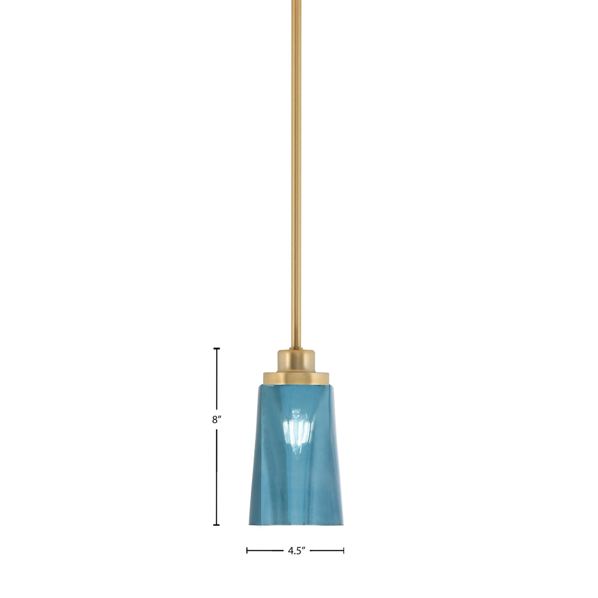 Toltec Odyssey 4.5in 1-Light Mini Pendant | New Age Brass and Blue Gradient Glass | Kitchen Island & Dining Room | 4.5 x 8 in | Model 2601-NAB-265