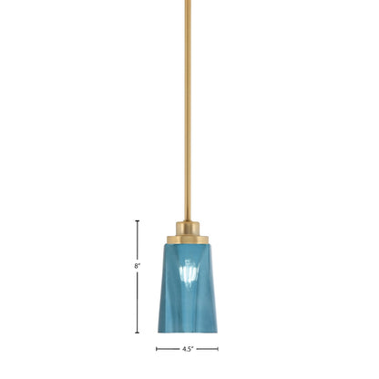 Toltec Odyssey 4.5in 1-Light Mini Pendant | New Age Brass and Blue Gradient Glass | Kitchen Island & Dining Room | 4.5 x 8 in | Model 2601-NAB-265