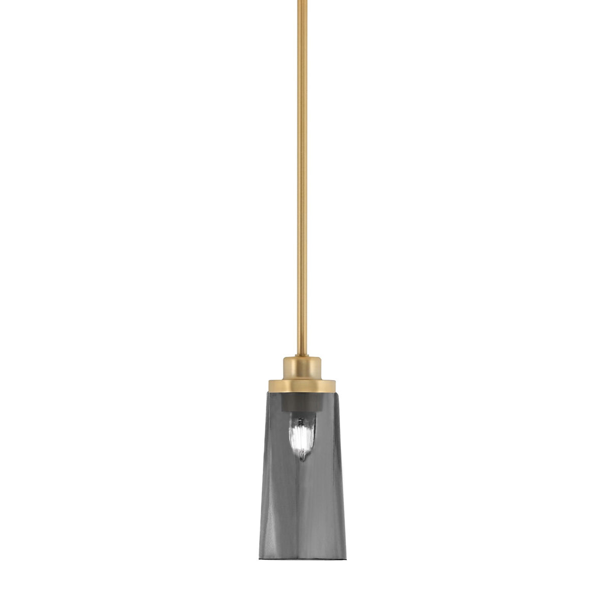 Toltec Odyssey 5in 1-Light Mini Pendant | New Age Brass and Smoke Bubble Glass | Kitchen Island & Dining Room | 5 x 11.25 in | Model 2601-NAB-292