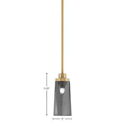 Toltec Odyssey 5in 1-Light Mini Pendant | New Age Brass and Smoke Bubble Glass | Kitchen Island & Dining Room | 5 x 11.25 in | Model 2601-NAB-292