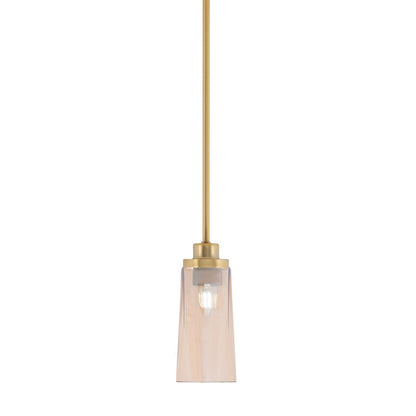 Toltec Odyssey 5in 1-Light Mini Pendant | New Age Brass and Amber Gradient Glass | Kitchen Island & Dining Room | 5 x 11.25 in | Model 2601-NAB-293