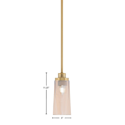 Toltec Odyssey 5in 1-Light Mini Pendant | New Age Brass and Amber Gradient Glass | Kitchen Island & Dining Room | 5 x 11.25 in | Model 2601-NAB-293