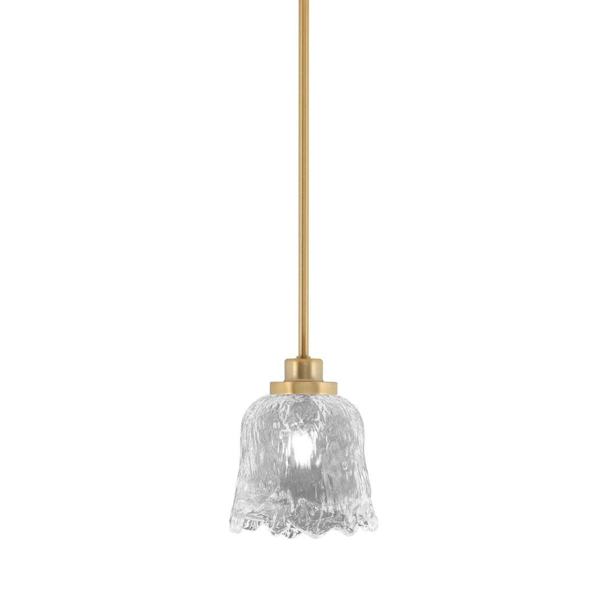 Toltec Odyssey 7in 1-Light Mini Pendant | New Age Brass and Clear Lava Glass | Kitchen Island & Dining Room | 7 x 7 x 8 in | Model 2601-NAB-4230