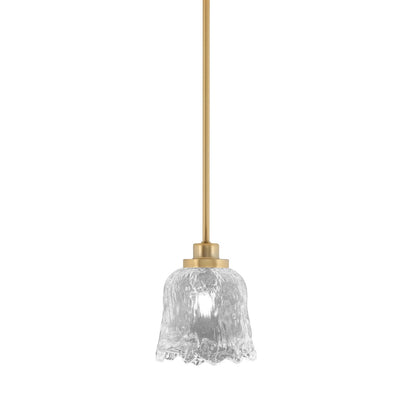 Toltec Odyssey 7in 1-Light Mini Pendant | New Age Brass and Clear Lava Glass | Kitchen Island & Dining Room | 7 x 7 x 8 in | Model 2601-NAB-4230