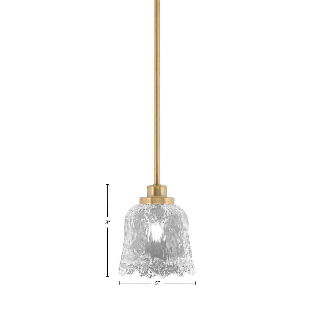Toltec Odyssey 7in 1-Light Mini Pendant | New Age Brass and Clear Lava Glass | Kitchen Island & Dining Room | 7 x 7 x 8 in | Model 2601-NAB-4230