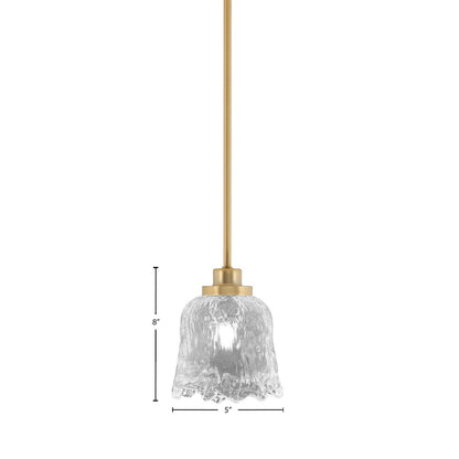 Toltec Odyssey 7in 1-Light Mini Pendant | New Age Brass and Clear Lava Glass | Kitchen Island & Dining Room | 7 x 7 x 8 in | Model 2601-NAB-4230