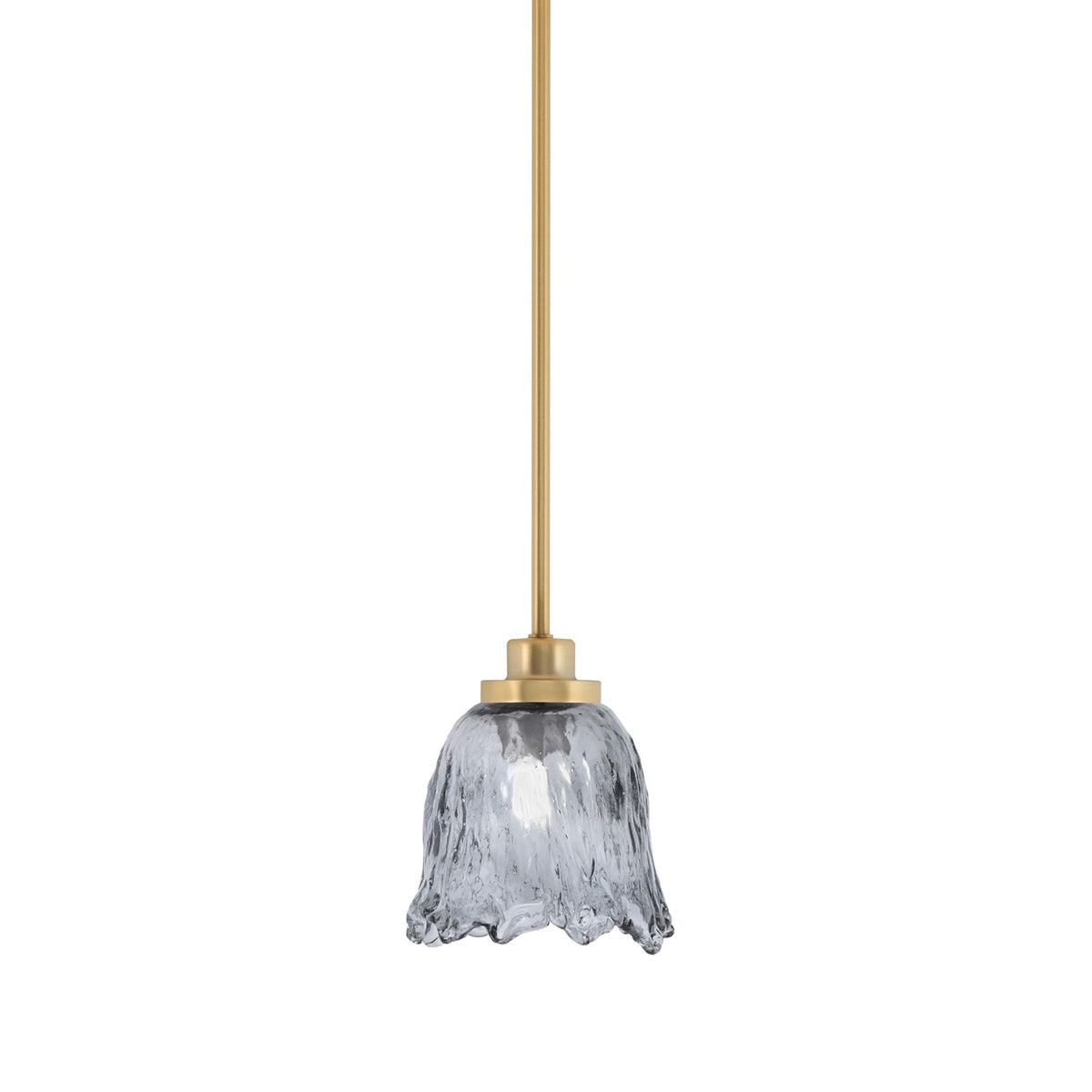 Toltec Odyssey 7in 1-Light Mini Pendant | New Age Brass and Smoke Lava Glass | Kitchen Island & Dining Room | 7 x 7 x 8 in | Model 2601-NAB-4232