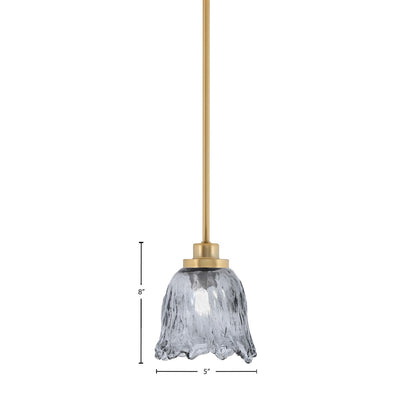 Toltec Odyssey 7in 1-Light Mini Pendant | New Age Brass and Smoke Lava Glass | Kitchen Island & Dining Room | 7 x 7 x 8 in | Model 2601-NAB-4232