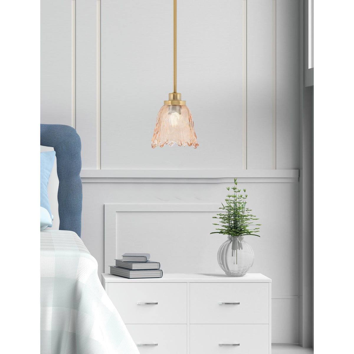 Toltec Odyssey 7in 1-Light Mini Pendant | New Age Brass and Amber Lava Glass | Kitchen Island & Dining Room | 7 x 7 x 8 in | Model 2601-NAB-4233