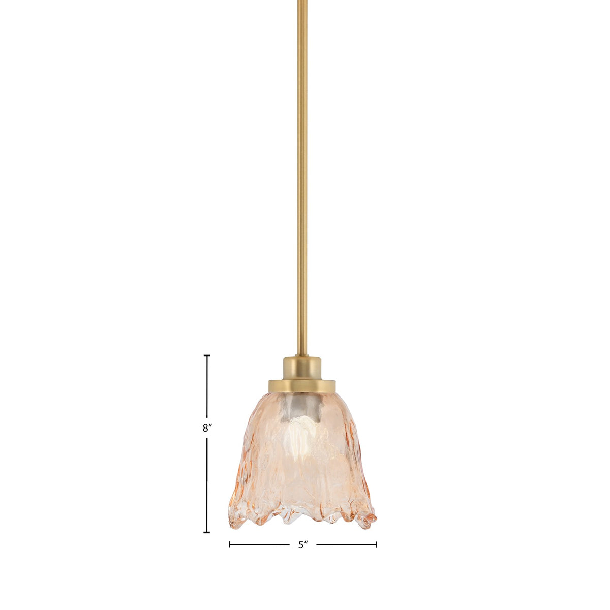 Toltec Odyssey 7in 1-Light Mini Pendant | New Age Brass and Amber Lava Glass | Kitchen Island & Dining Room | 7 x 7 x 8 in | Model 2601-NAB-4233