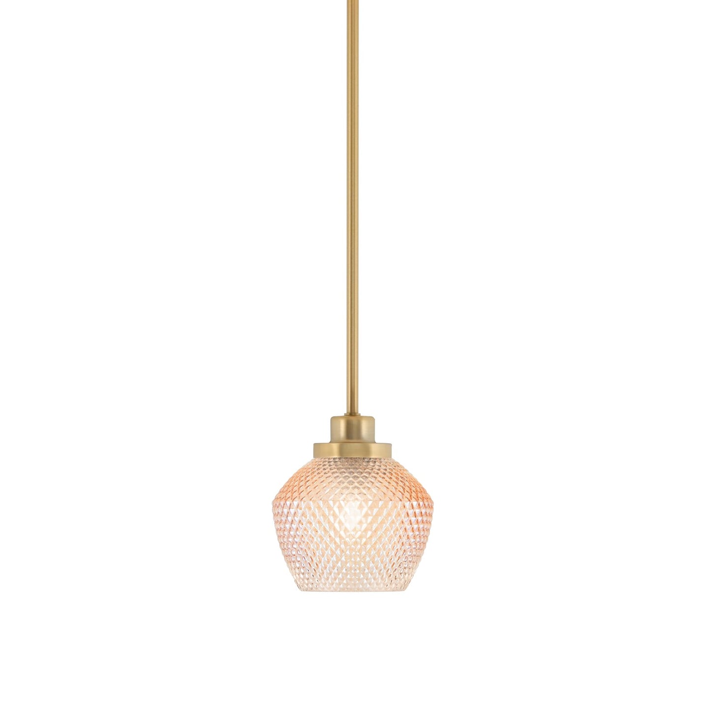 Toltec Odyssey 6in 1-Light Mini Pendant | Industrial New Age Brass Steel and Amber Textured Glass | Kitchen Island & Dining Room | 6 x 6.75 in | Model 2601-NAB-4623