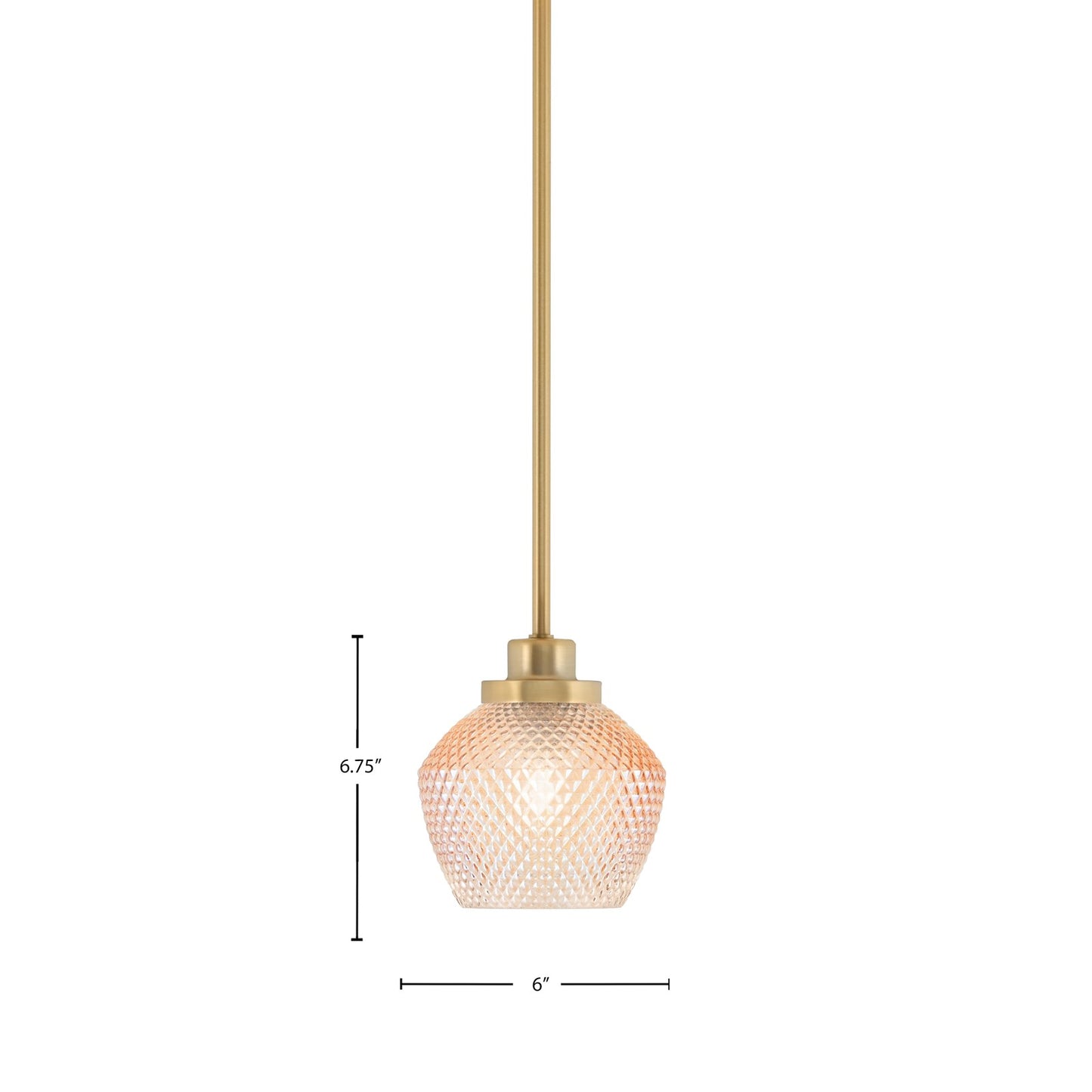 Toltec Odyssey 6in 1-Light Mini Pendant | Industrial New Age Brass Steel and Amber Textured Glass | Kitchen Island & Dining Room | 6 x 6.75 in | Model 2601-NAB-4623