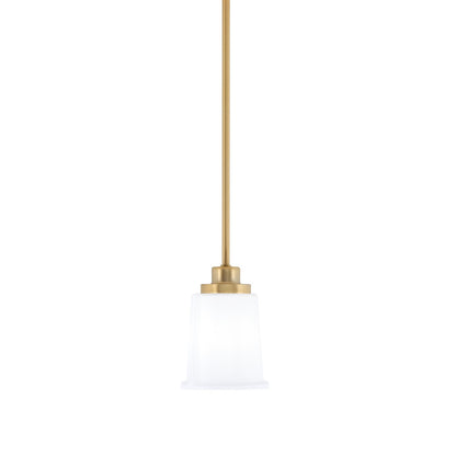 Toltec Odyssey 5in 1-Light Mini Pendant | New Age Brass and White Opal Glass | Kitchen Island & Dining Room | 5 x 7 in | Model 2601-NAB-5031