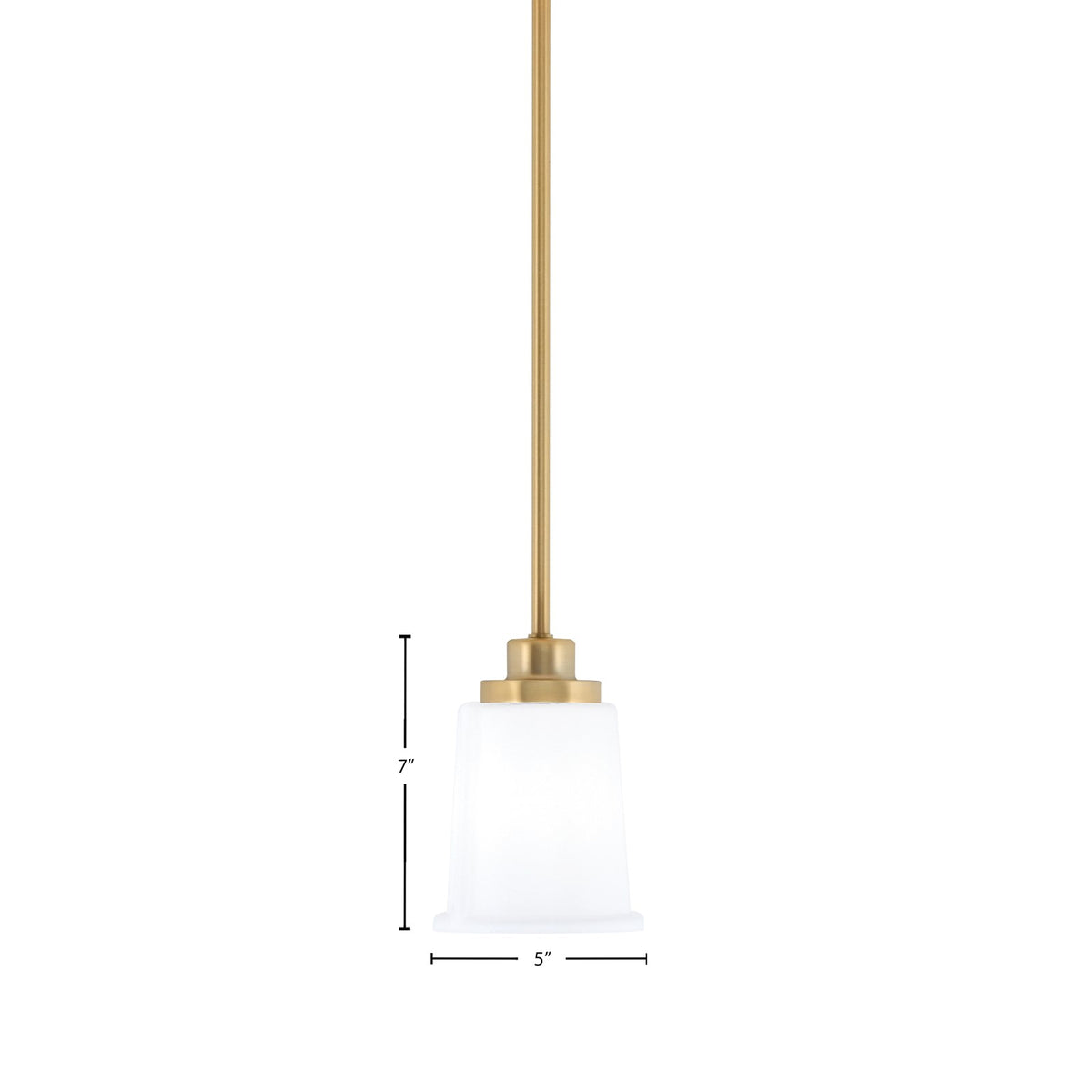 Toltec Odyssey 5in 1-Light Mini Pendant | New Age Brass and White Opal Glass | Kitchen Island & Dining Room | 5 x 7 in | Model 2601-NAB-5031