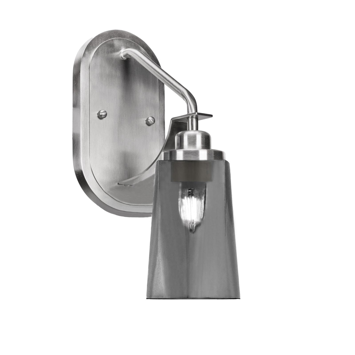 Toltec Odyssey 13.5in 1-Light Wall Sconce | Modern Brushed Nickel and Smoke Bubble Glass | Bedroom & Hallway | 5 x 8.25 x 13.5 in | Model 2611-BN-262