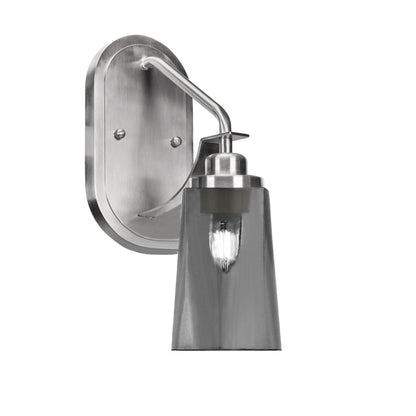 Toltec Odyssey 13.5in 1-Light Wall Sconce | Modern Brushed Nickel and Smoke Bubble Glass | Bedroom & Hallway | 5 x 8.25 x 13.5 in | Model 2611-BN-262