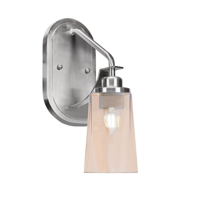 Toltec Odyssey 13.5in 1-Light Wall Sconce | Modern Brushed Nickel and Amber Gradient Glass | Bedroom & Hallway | Model 2611-BN-263