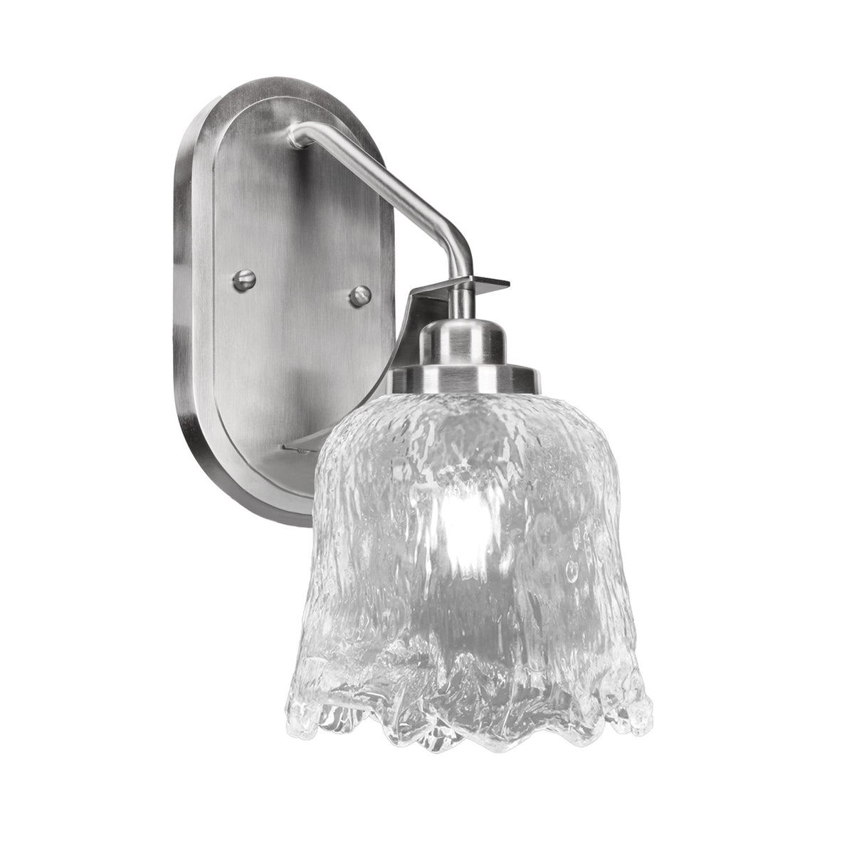 Toltec Odyssey 1-Light Wall Sconce | Modern Brushed Nickel and Clear Lava Glass | Bedroom & Hallway Accent Light | Model 2611-BN-4230