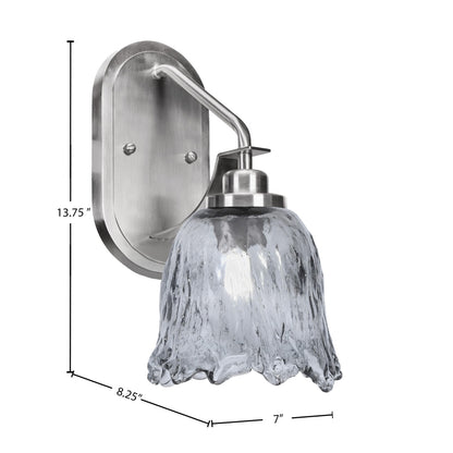 Toltec Odyssey 1-Light Wall Sconce | Modern Brushed Nickel and Smoke Lava Glass | Bedroom & Hallway Accent Light | Model 2611-BN-4232