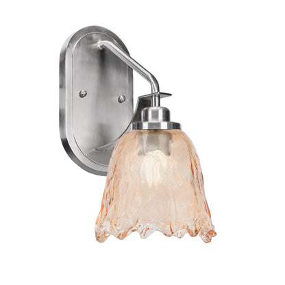Toltec Odyssey 1-Light Wall Sconce | Brushed Nickel and Amber Lava Glass | Bedroom & Hallway Accent Light | 7 x 8.25 x 13.75 in | Model 2611-BN-4233
