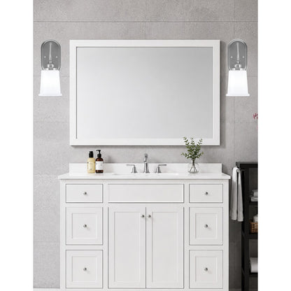 Toltec Odyssey 12.75in 1-Light Wall Sconce | Modern Brushed Nickel and White Opal Glass | Bedroom & Hallway | 5 x 8.25 x 12.75 in | Model 2611-BN-5031
