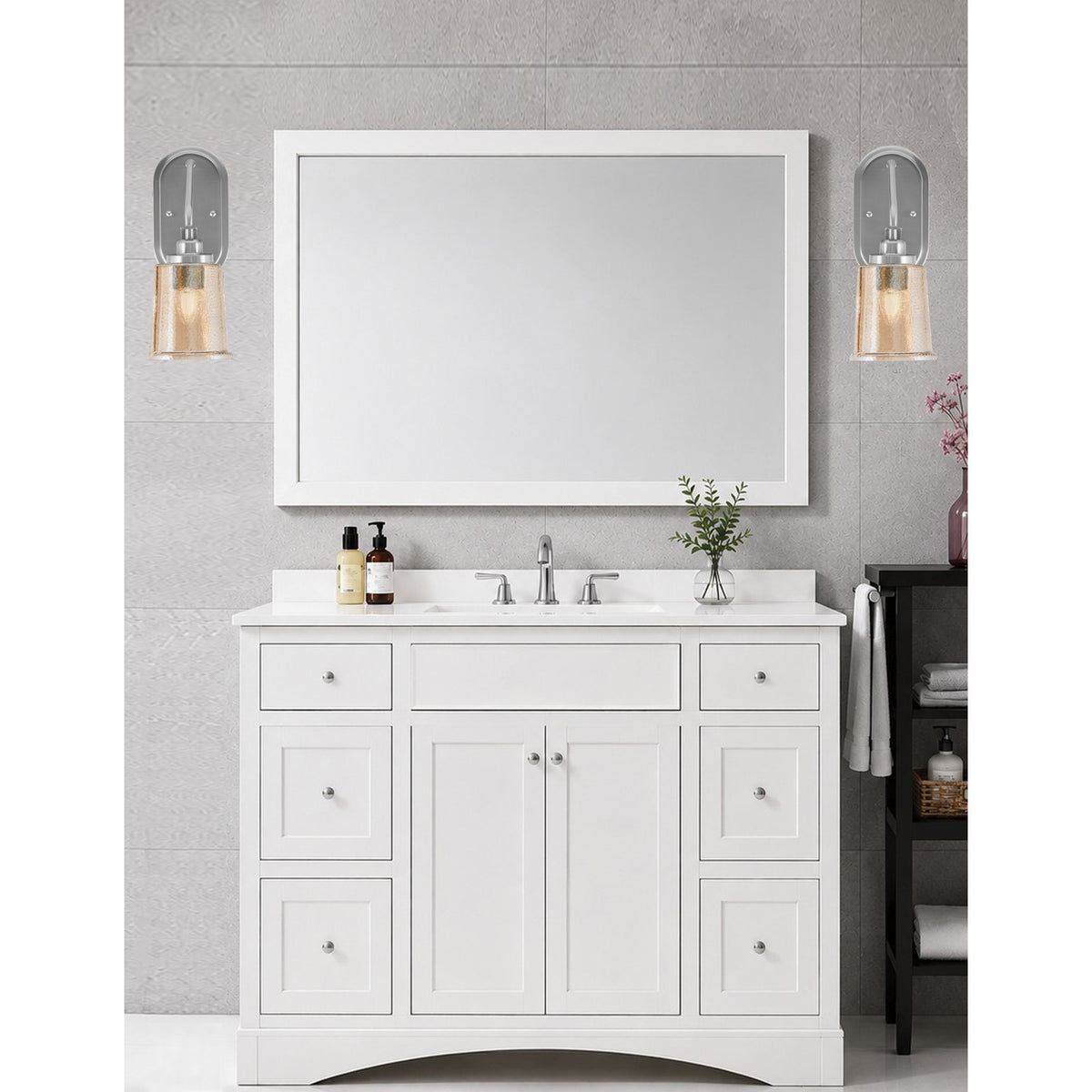 Toltec Odyssey 1-Light Wall Sconce | Modern Brushed Nickel and Amber Bubble Glass | Bedroom & Hallway Accent Light | Model 2611-BN-5033