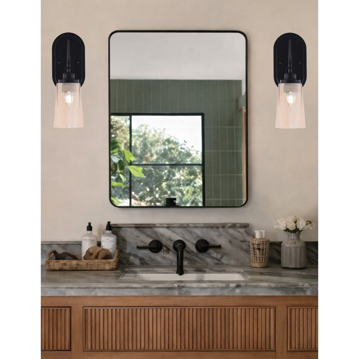 Toltec Odyssey 1-Light Wall Sconce | Matte Black and Amber Gradient Glass | Bedroom & Hallway Accent Light | 5 x 8.25 x 13.5 in | Model 2611-MB-263