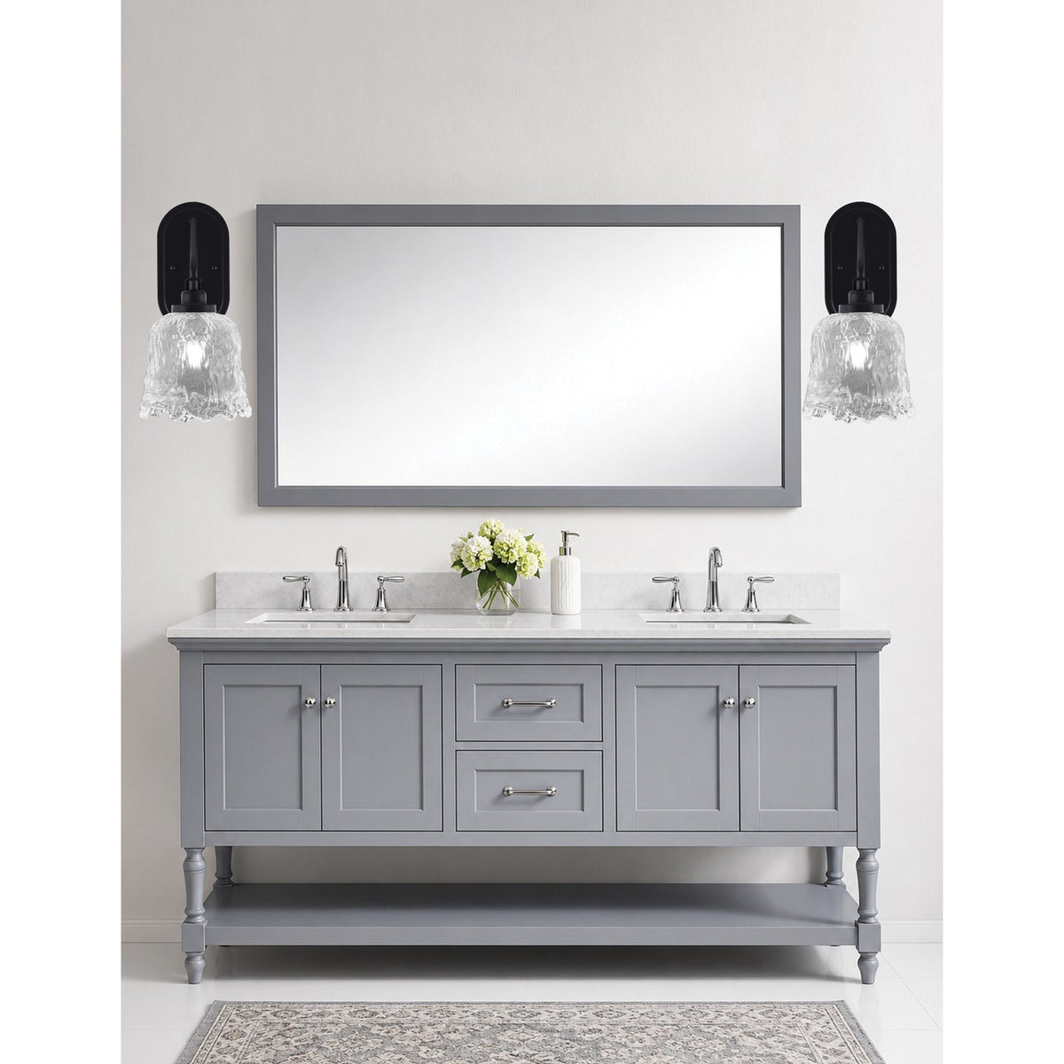 Toltec Odyssey 7in 1-Light Wall Sconce | Modern Matte Black and Clear Lava Glass | Bedroom & Hallway Accent Light | Model 2611-MB-4230