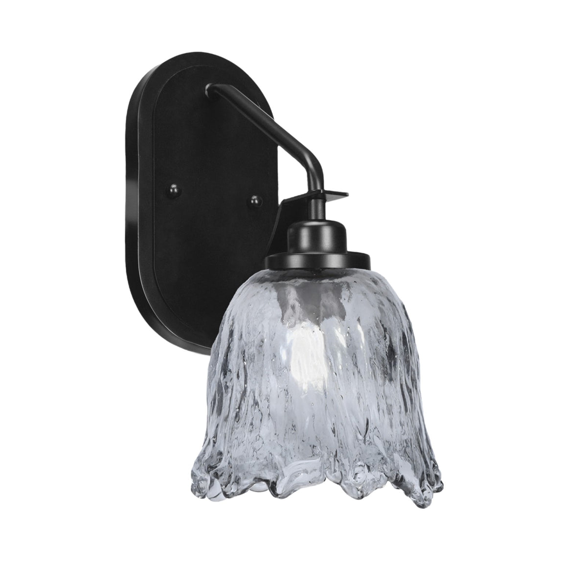 Toltec Odyssey 7in 1-Light Wall Sconce | Modern Matte Black and Smoke Lava Glass | Bedroom & Hallway Accent Light | Model 2611-MB-4232