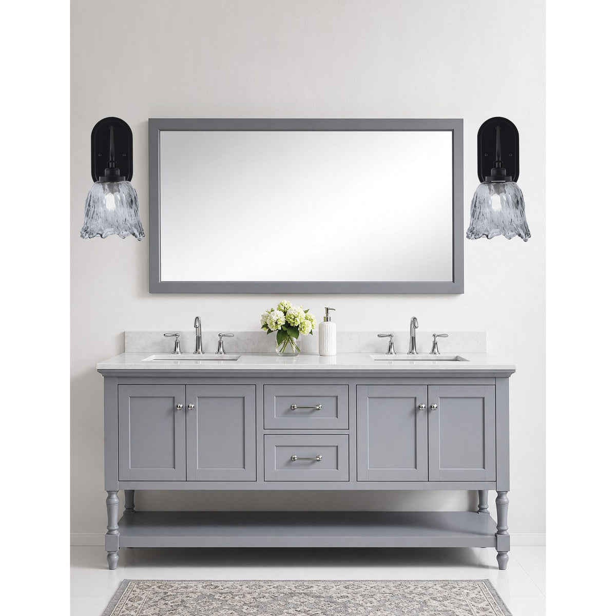 Toltec Odyssey 7in 1-Light Wall Sconce | Modern Matte Black and Smoke Lava Glass | Bedroom & Hallway Accent Light | Model 2611-MB-4232