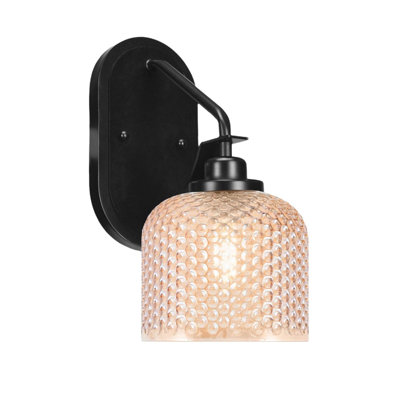 Toltec Odyssey 1-Light Wall Sconce | Modern Matte Black Steel and Amber Textured Glass | Hallway & Bedroom Accent | 6 x 12.5 x 8.75 in | Model 2611-MB-4613