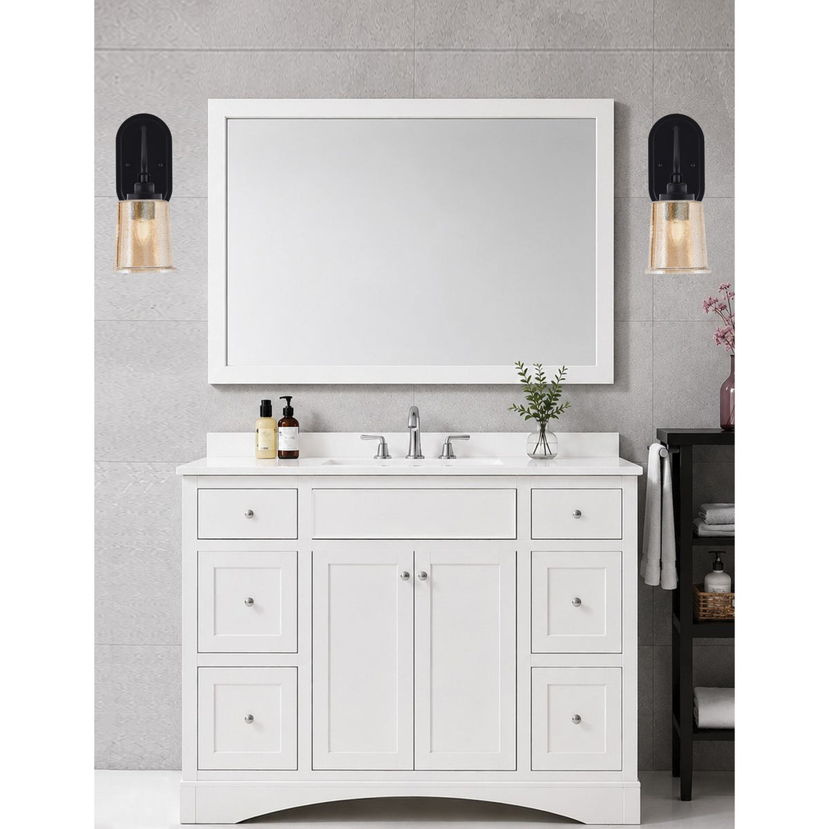 Toltec Odyssey 12.75in 1-Light Wall Sconce | Modern Matte Black and Amber Bubble Glass | Bedroom & Hallway | 5 x 8.25 x 12.75 in | Model 2611-MB-5033