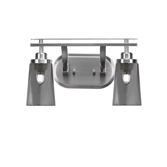 Toltec Odyssey 2-Light Bath Bar | Modern Brushed Nickel and Smoke Bubble Glass | Bathroom Vanity & Powder Room | 7.25 x 9.75 in | Model 2612-BN-262