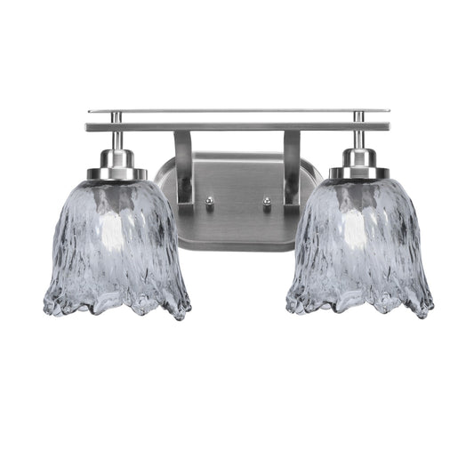 Toltec Odyssey 2-Light Bath Bar | Brushed Nickel and Smoke Lava Glass | Bathroom & Powder Room Vanity Light | 8 x 9.75 in | Model 2612-BN-4232