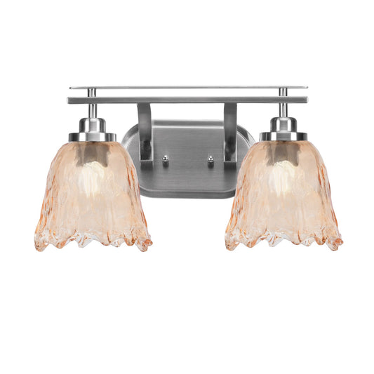 Toltec Odyssey 2-Light Bath Bar | Brushed Nickel and Amber Lava Glass | Bathroom & Powder Room Vanity Light | 8 x 9.75 in | Model 2612-BN-4233