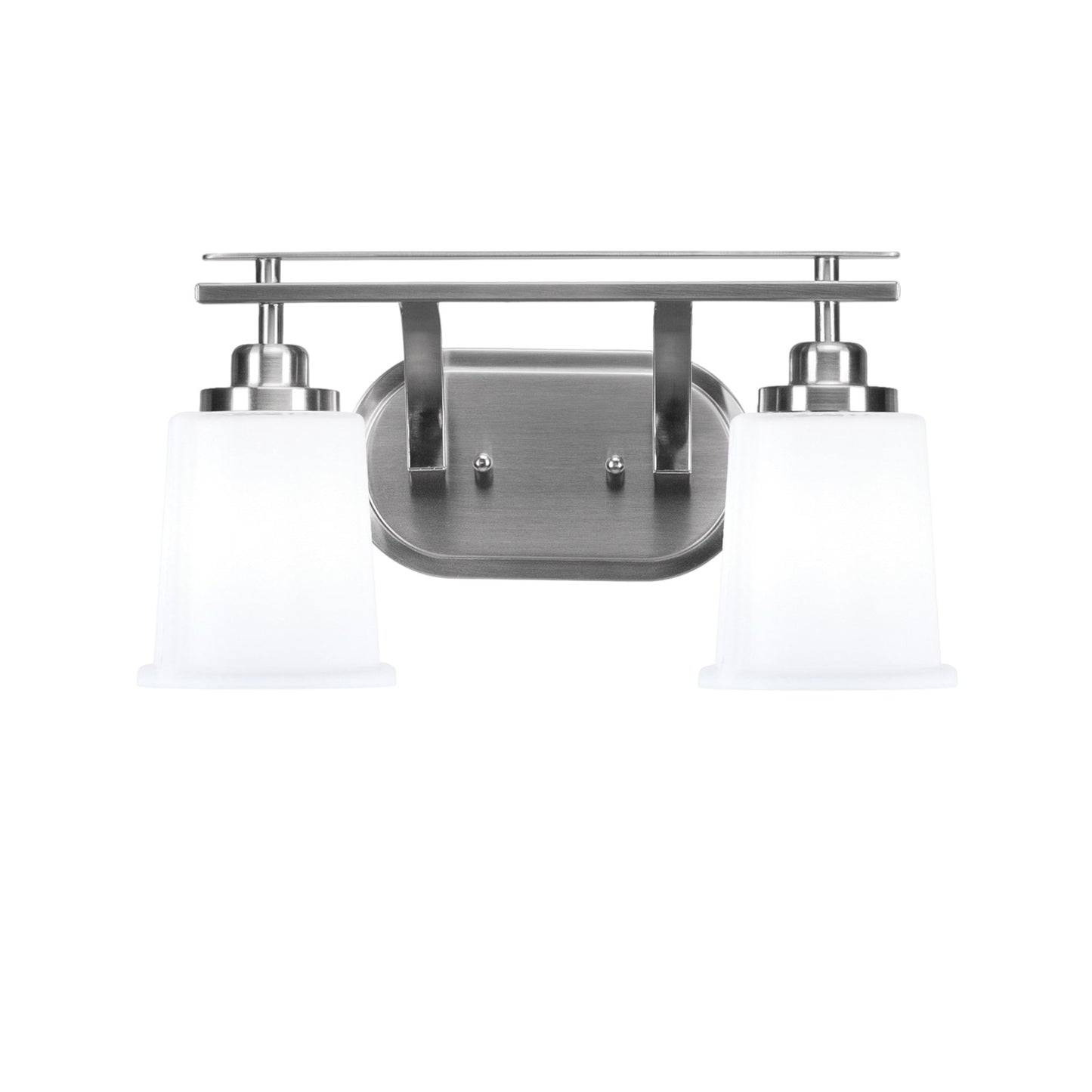 Toltec Odyssey 2-Light Bath Bar | Brushed Nickel and White Opal Glass | Bathroom & Powder Room Vanity Light | 7.5 x 8.75 in | Model 2612-BN-5031