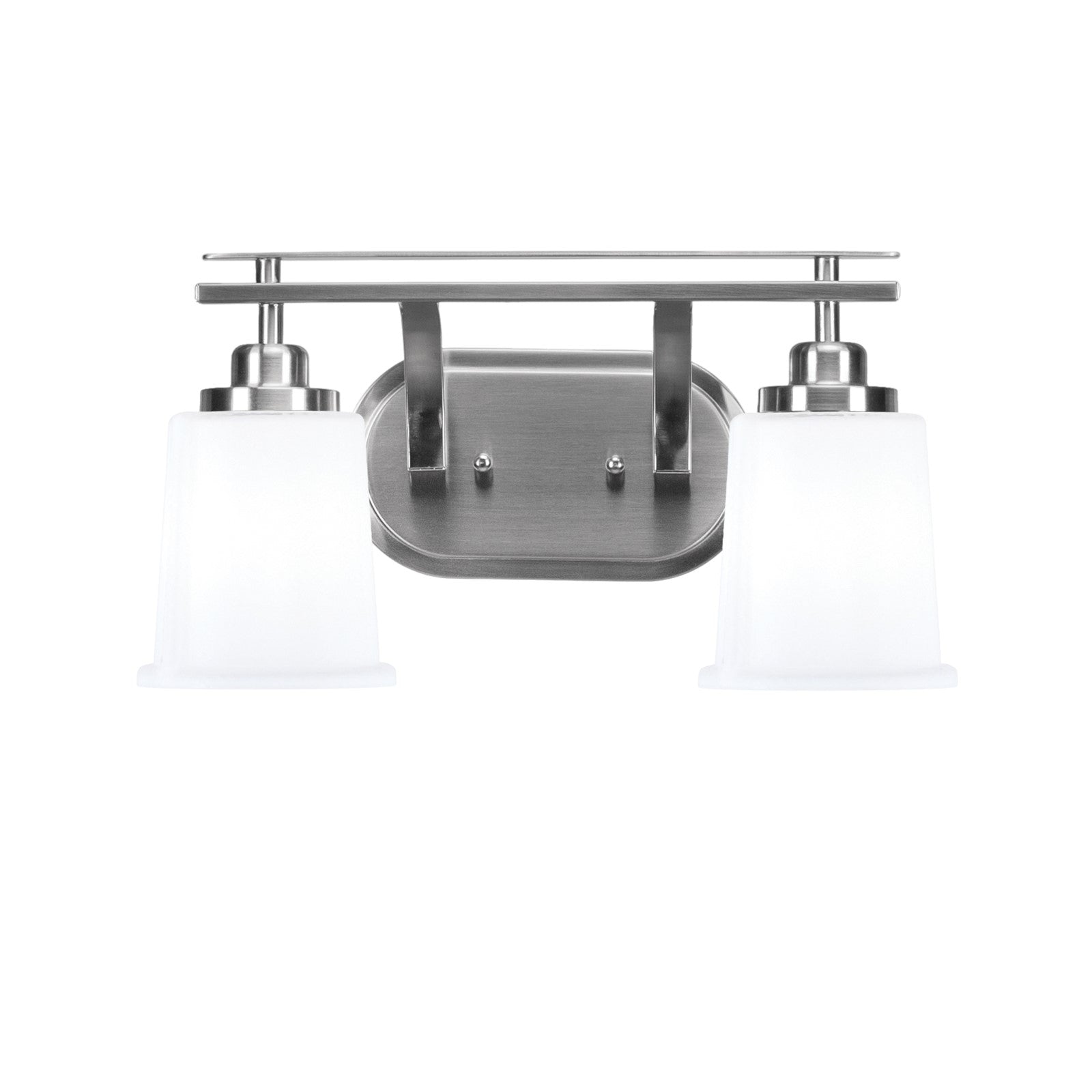 Toltec Odyssey 2-Light Bath Bar | Brushed Nickel and White Opal Glass | Bathroom & Powder Room Vanity Light | 7.5 x 8.75 in | Model 2612-BN-5031